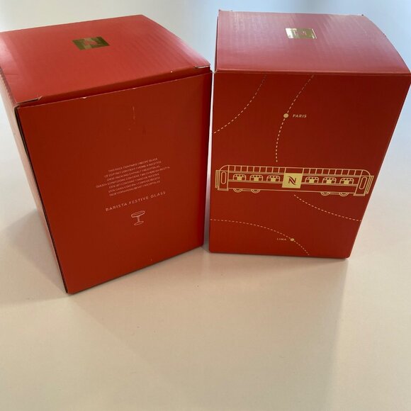 Set Of 2 Nespresso Champagne Coupes Glasses With Decorative Boxes - Paris & New - Picture 8 of 16